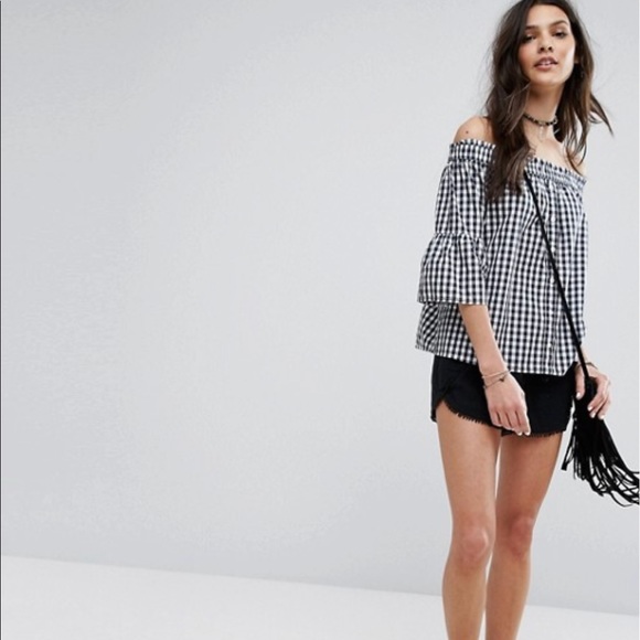 Abercrombie & Fitch Gingham Top Off the Shoulder - Picture 5 of 7